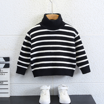 Pulover pentru copii băieți cu dungi, bumbac, guler rotund, mâneci lungi – iarnă 2025