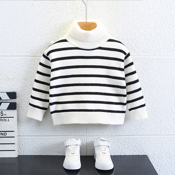 Pulover pentru copii băieți cu dungi, bumbac, guler rotund, mâneci lungi – iarnă 2025