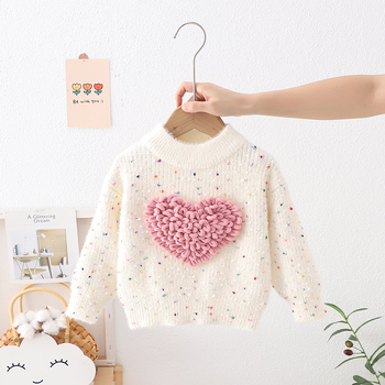 Pulover pentru copii în stil coreean, iarnă, tricot din amestec acrilic, guler rotund, mâneci lungi, pentru 3–8 ani.