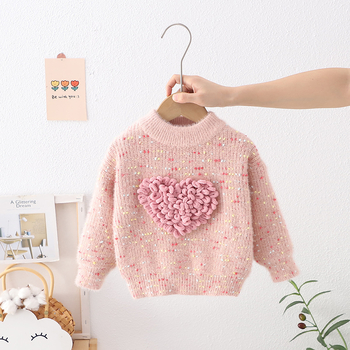 Pulover pentru copii în stil coreean, iarnă, tricot din amestec acrilic, guler rotund, mâneci lungi, pentru 3–8 ani.