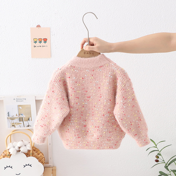 Pulover pentru copii în stil coreean, iarnă, tricot din amestec acrilic, guler rotund, mâneci lungi, pentru 3–8 ani.