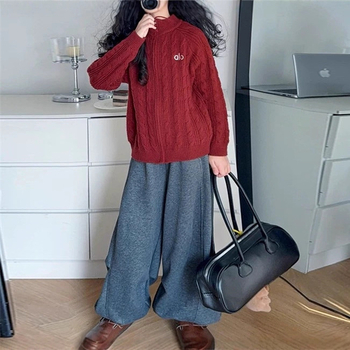 Cardigan pentru copii 2025 iarnă: litere brodate, model cablu, stil coreean (Bumbac 98%, mâneci lungi, închidere cu nasturi, Iarna 2025)