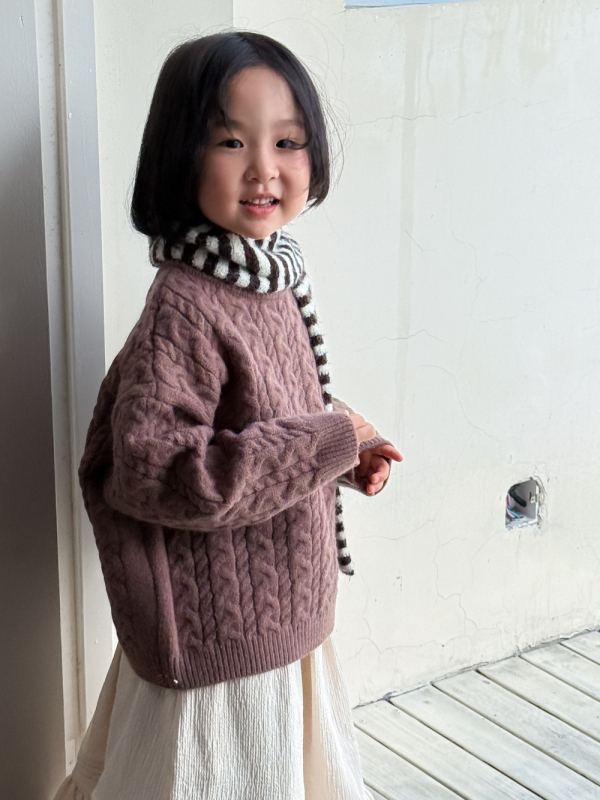 Pulover tricotat pentru copii în stil coreean, model desene animate, guler rotund, 80% bumbac, fibre de poliester