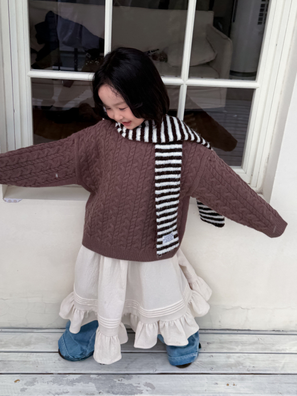 Pulover tricotat pentru copii în stil coreean, model desene animate, guler rotund, 80% bumbac, fibre de poliester