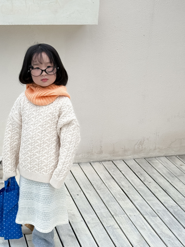 Pulover tricotat pentru copii în stil coreean, model desene animate, guler rotund, 80% bumbac, fibre de poliester