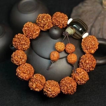 Brățară Rudraksha cu cinci fețe, stil nepalez, unisex, Bodhi material, formă geometrică, încrustare cu diamant