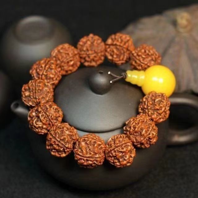 Brățară Rudraksha cu cinci fețe, stil nepalez, unisex, Bodhi material, formă geometrică, încrustare cu diamant