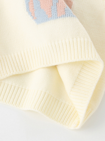 Vesta tricotată pentru fete, fără mâneci, cu guler rotund, model cartoon, 50% acrilic