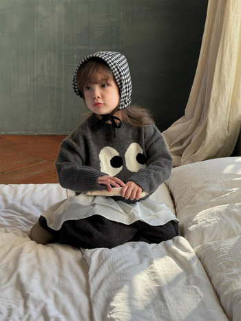 Pulover pentru copii – stil coreean, tricot, guler rotund, mâneci lungi, iarnă 2024