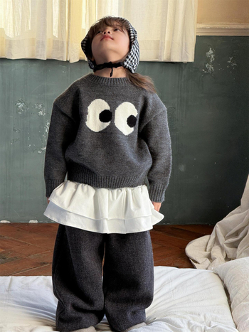 Pulover pentru copii – stil coreean, tricot, guler rotund, mâneci lungi, iarnă 2024