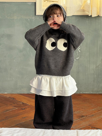 Pulover pentru copii – stil coreean, tricot, guler rotund, mâneci lungi, iarnă 2024