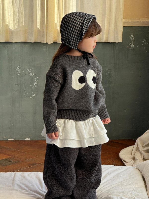 Pulover pentru copii – stil coreean, tricot, guler rotund, mâneci lungi, iarnă 2024