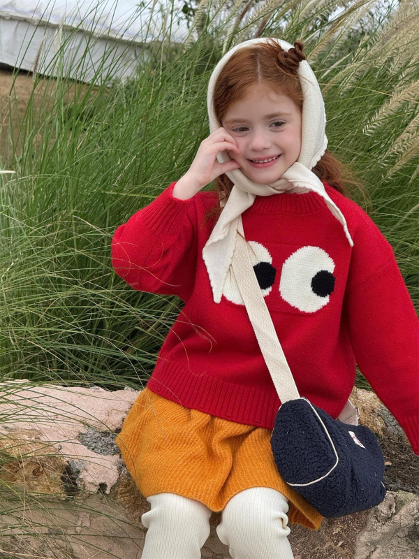 Pulover pentru copii – stil coreean, tricot, guler rotund, mâneci lungi, iarnă 2024