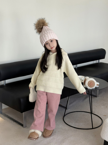 Pulover tricotat pentru copii, din amestec de bumbac, guler rotund, mâneci lungi, model abstract