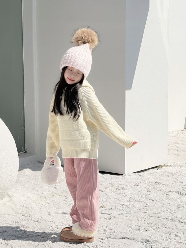 Pulover tricotat pentru copii, din amestec de bumbac, guler rotund, mâneci lungi, model abstract