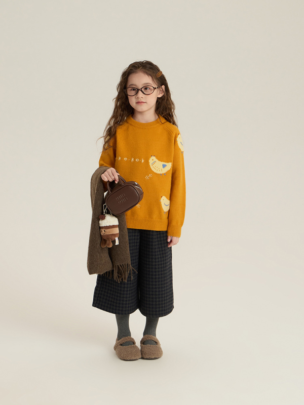 Pulover pentru copii Elmo Beibei, stil coreean, tricot gros, model cu desene animate, 3–8 ani, amestec acrilic/nylon.