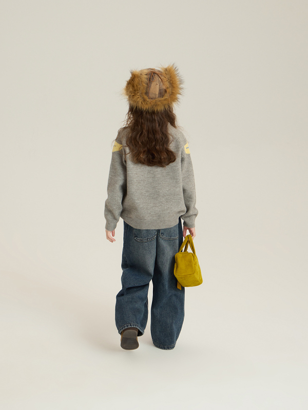 Pulover pentru copii Elmo Beibei, stil coreean, tricot gros, model cu desene animate, 3–8 ani, amestec acrilic/nylon.