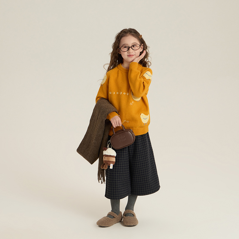 Pulover pentru copii Elmo Beibei, stil coreean, tricot gros, model cu desene animate, 3–8 ani, amestec acrilic/nylon.