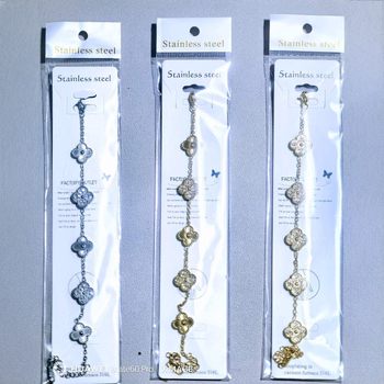 Brățară din oțel de titan – motiv flori și frunze, ciucuri placate cu aur, stil natural unisex