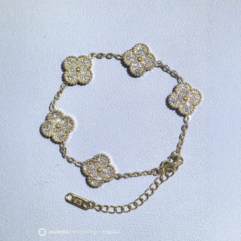 Brățară din oțel de titan – motiv flori și frunze, ciucuri placate cu aur, stil natural unisex