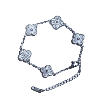 Brățară din oțel de titan – motiv flori și frunze, ciucuri placate cu aur, stil natural unisex