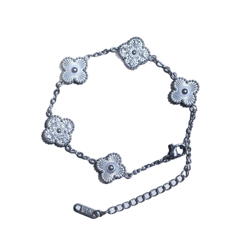 Brățară din oțel de titan – motiv flori și frunze, ciucuri placate cu aur, stil natural unisex