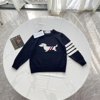 Pulover pentru copii cu model jacquard cu cățeluș, guler rotund, material din bumbac, stil coreean.