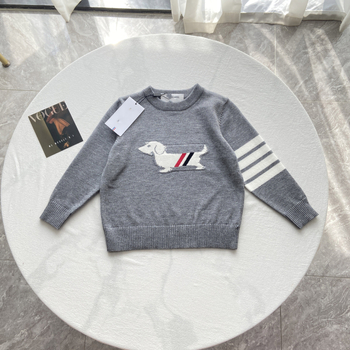 Pulover pentru copii cu model jacquard cu cățeluș, guler rotund, material din bumbac, stil coreean.