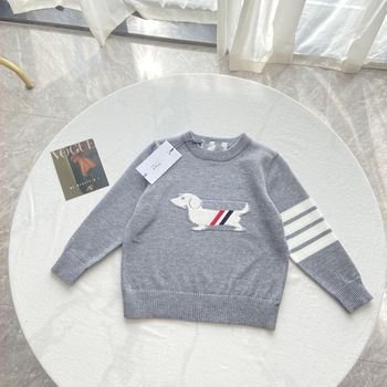 Pulover pentru copii cu model jacquard cu cățeluș, guler rotund, material din bumbac, stil coreean.