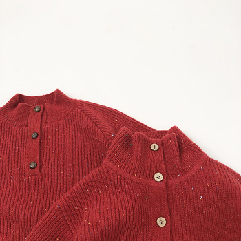 Pulover pentru copii în stil coreean, tricotat din bumbac, guler înalt, mâneci lungi, vârstă 1–3 ani