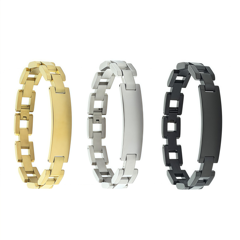 Brățară unisex din oțel inoxidabil, etichetă curbată, gravură cu laser DIY, placare electrolitică