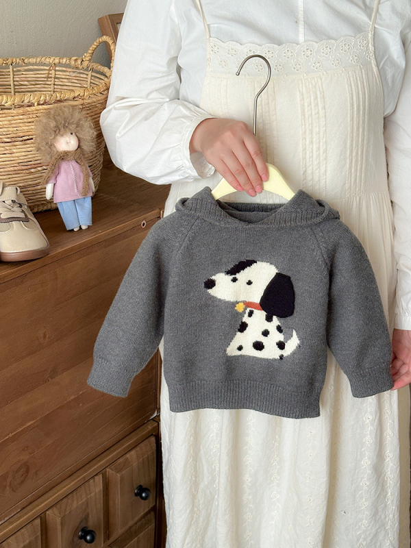 Dječji džemper s kapuljom, karikatura životinja, dugi rukav, poliester tkanina, zimski komad