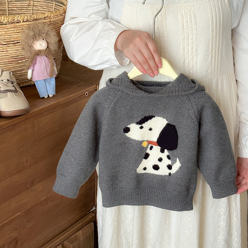 Dječji džemper s kapuljom, karikatura životinja, dugi rukav, poliester tkanina, zimski komad