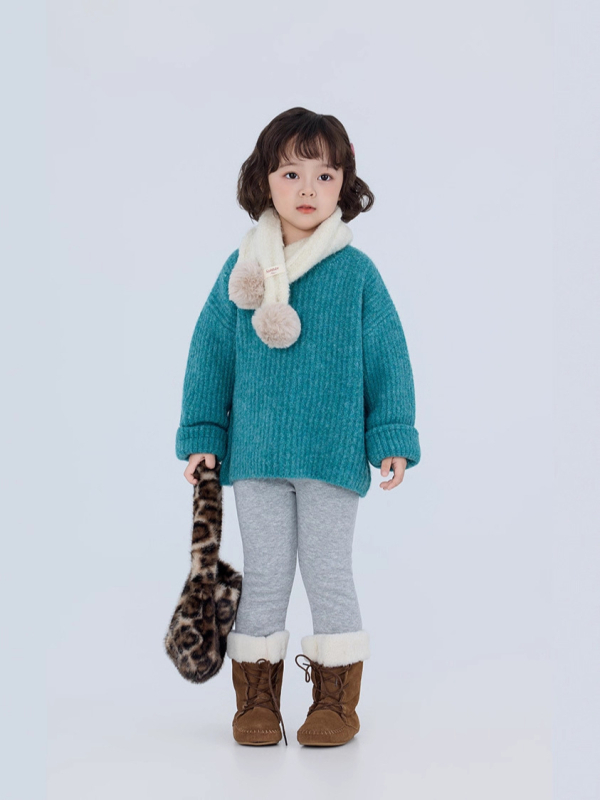 Pulover pentru copii în stil coreean, lână groasă, guler rotund, mâneci lungi, pentru fete, iarnă 2025