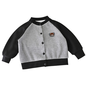 Cardigan tricotat pentru copii – toamnă, mâneci lungi, guler rotund, închidere cu nasturi pe un singur rând, imprimeu animal