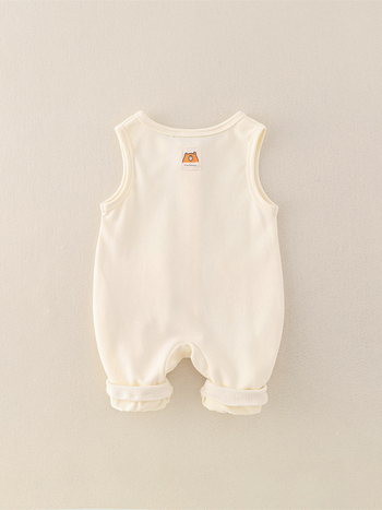 Salopetă bebeluș fără mâneci din bumbac, închidere cu fermoar, pentru vârsta 0-1 an