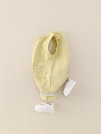 Salopetă bebeluș fără mâneci din bumbac, închidere cu fermoar, pentru vârsta 0-1 an