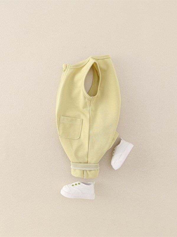 Salopetă bebeluș fără mâneci din bumbac, închidere cu fermoar, pentru vârsta 0-1 an