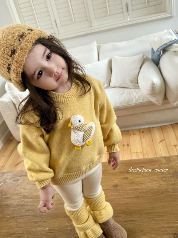 Pulover pentru copii în stil coreean cu motiv cu rață, din acril, tricot gros, mâneci lungi, guler rotund, pentru copii 3–8 ani