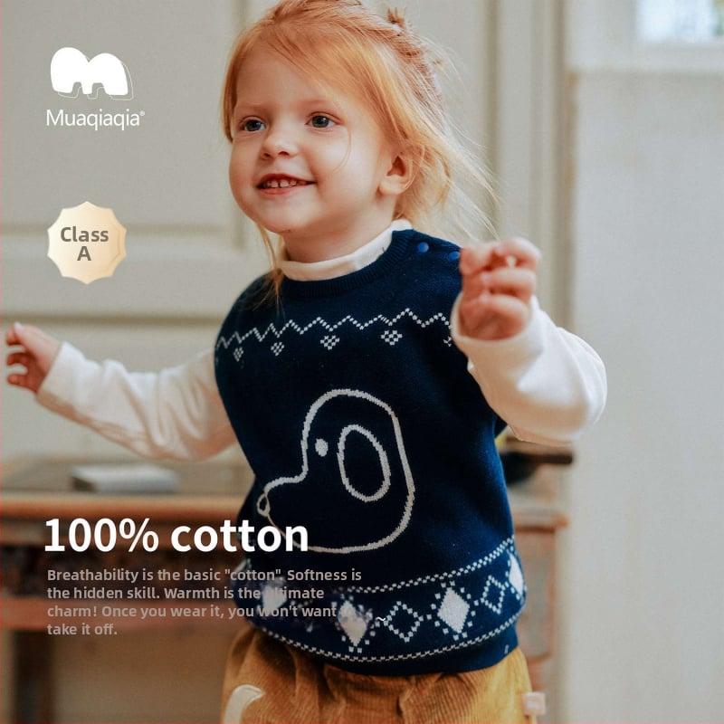 Dječja pletena vestа od pamuka, unisex, jesen 2025, za dob 1–3 godine