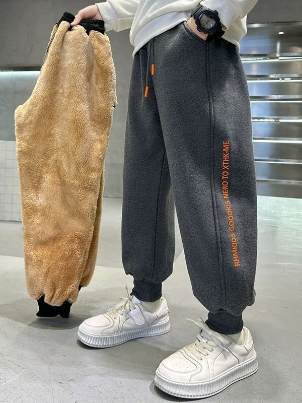 Dječje zimske hlače s fleece podstavom, korejskog stila, visokim strukom, mješavina poliestera 95%, za uzrast 8+, zima 2025