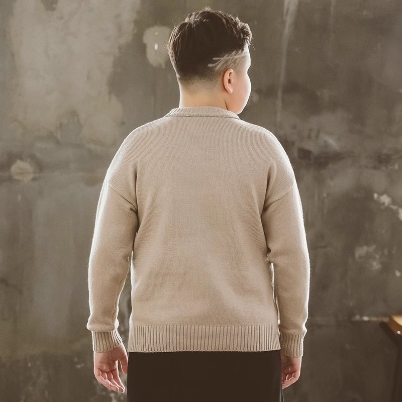 Plus veličine dječji džemper za dječake, zimski, pleteni, dugi rukavi, okrugli izrez, bez kapucne, 100% poliester, crtani uzorak