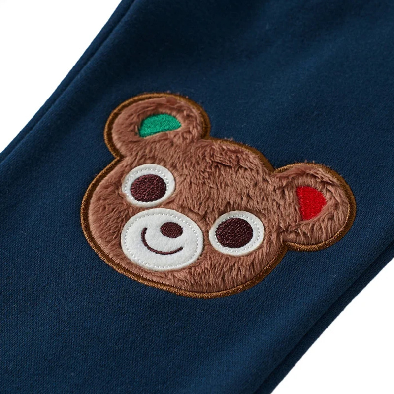 Dječje hlače s fleece podstavom, japanskog stila, casual, 85% pamuka, uzorak: životinje, crtani likovi, slova, za djecu 3–8 godina, unisex, jesen-zima