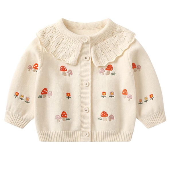 Dječji pamuk kardigan pleteni, s dugim rukavima, jednostruko zatvaranje, ovratnik