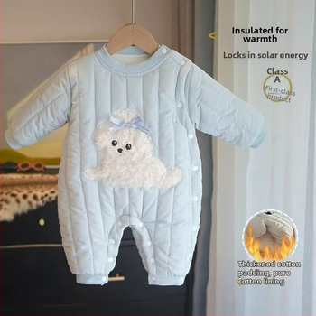 Bebični zimski kombinezon, 100% pamuk, duge rukave, unisex, prednje kopčanje na gumbe, za novorođenčad