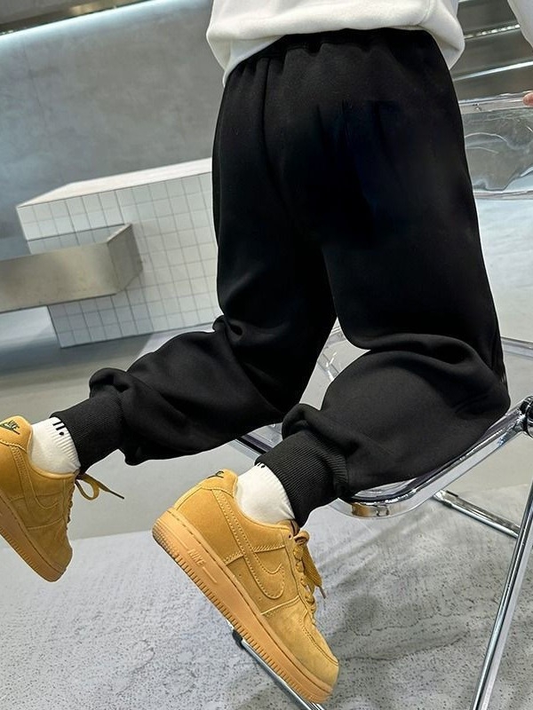 Dječje hlače zimske za dječake s flis podstavom, korejskog stila osnovni model, 95% poliester, za djecu 8+ godina