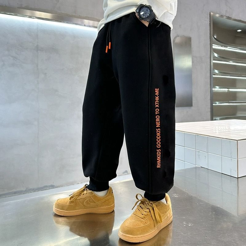 Dječje hlače zimske za dječake s flis podstavom, korejskog stila osnovni model, 95% poliester, za djecu 8+ godina