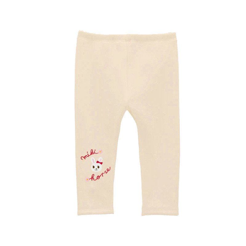 Dječje flisane legice za zimu s karikaturom zeko i izvezenim slovima, 85% pamuka, srednji porast, elastični pojas