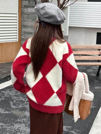 Dječji pulover za djevojčice, korejskog stila, debeli pleteni, viskozna tkanina 40%, dugi rukav, okrugli izrez, zima 2025