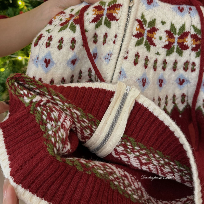 Dječji džemper s kapuljačom, unisex, Fair Isle uzorak, 100% poliester, debeli materijal